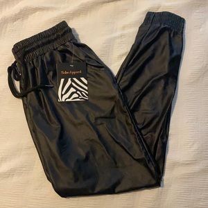 Black silky joggers NWT